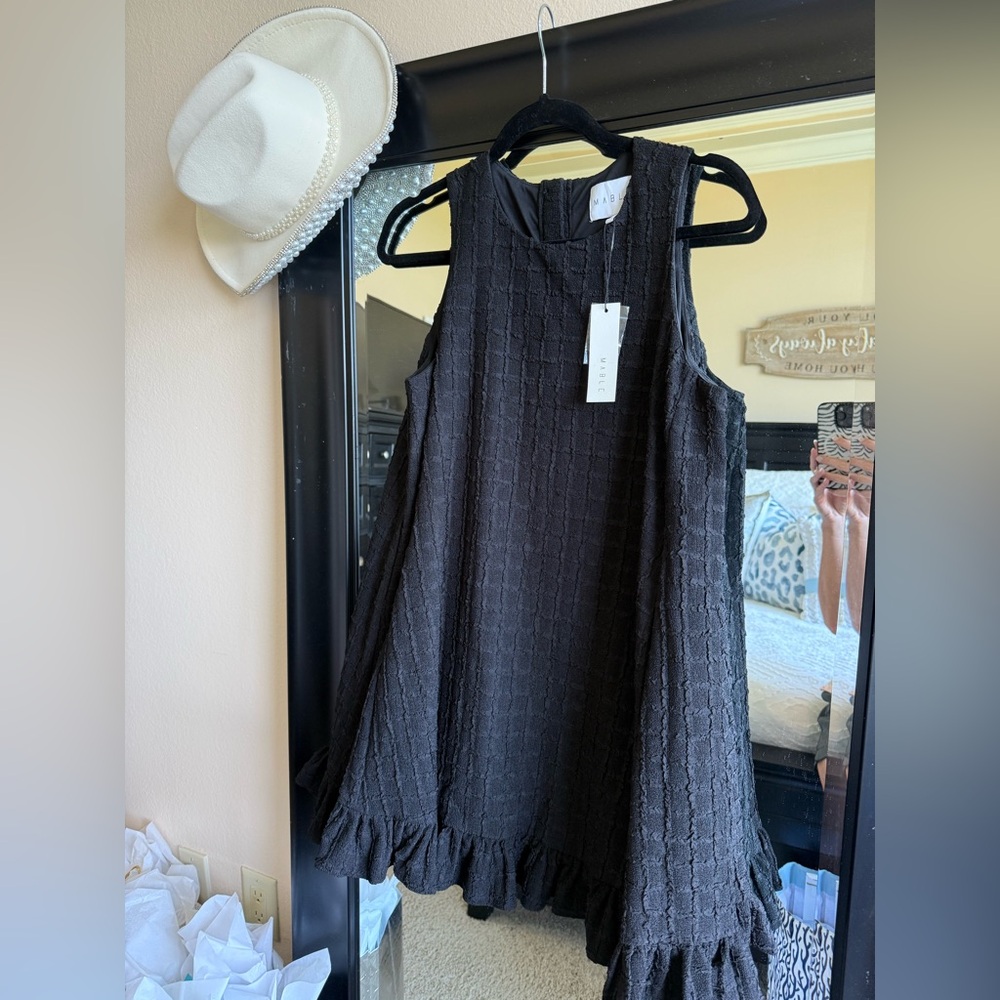 MARBLE Textured Black Dress